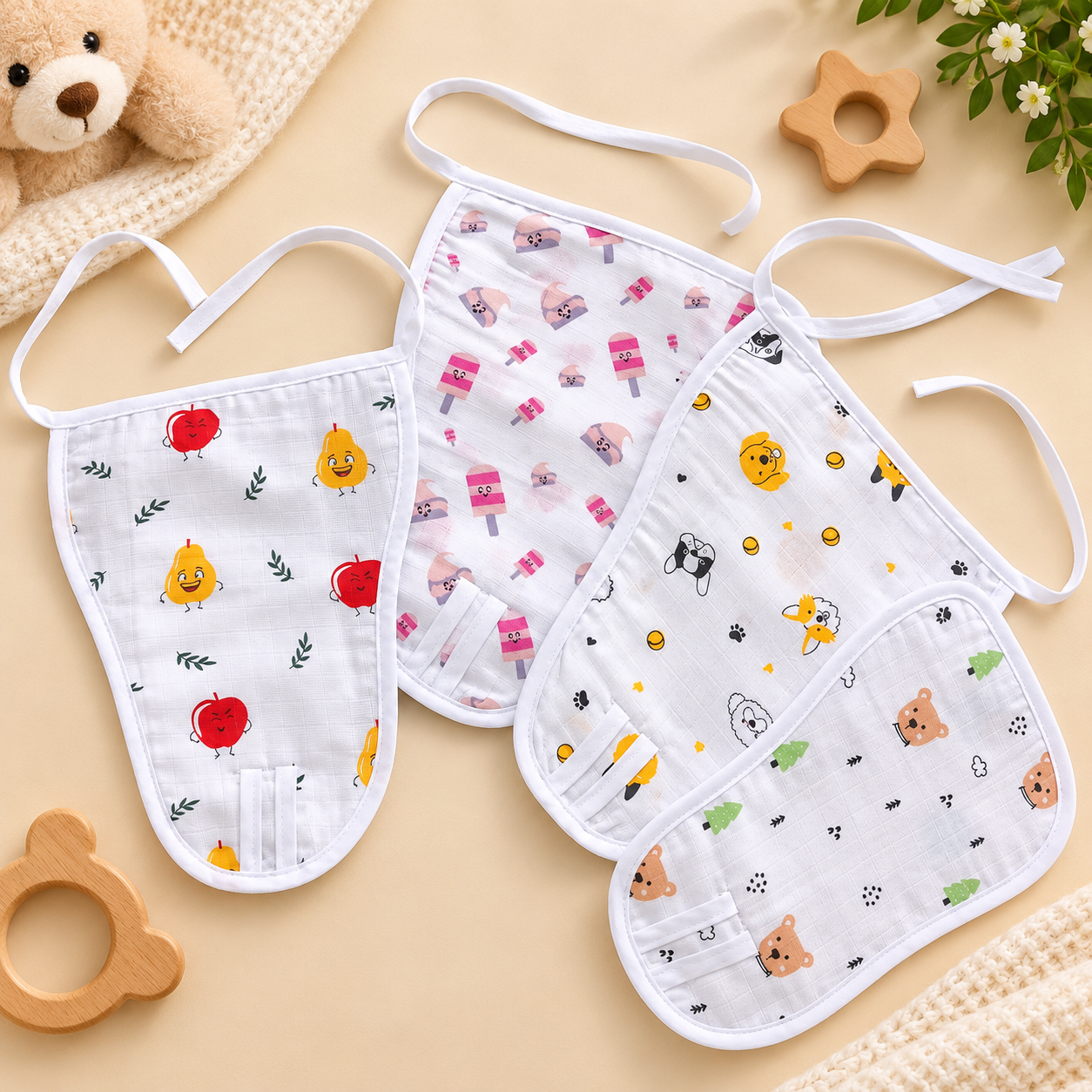 ( 0 - 3 Month ) Baby Soft Printed Cloth Nappy Set – Cute Cartoon Design Reusable Baby Nappies