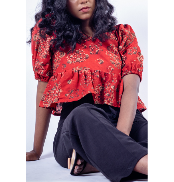 Crimson Rose Peplum Top