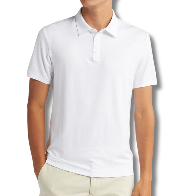 White Microfiber Polyester Polo Collar T shirt