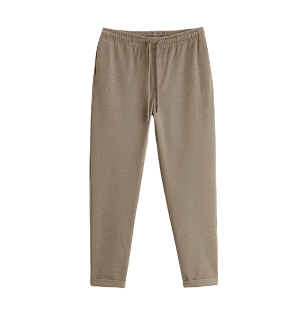 Beige Mens Microfiber Polyester Pants