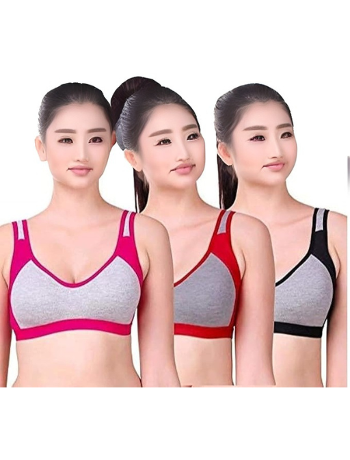 Multicolor Women's Imported Cotton Sports Bra Non-Padded Non-Wired Daily Workout Sport Bra