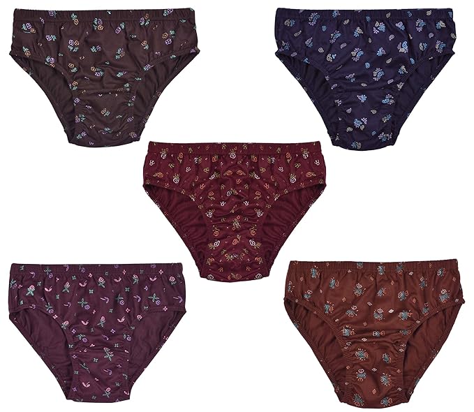 Women's Briefs | Full Coverage, 100% Super Soft Cotton, Hosiery, Mid Waist | Inner Elastic Waistband | Underwear, Innerwear, Panties | Floral Print