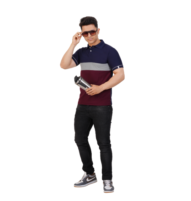 GSN Maroon Colorblock Polo T shirt