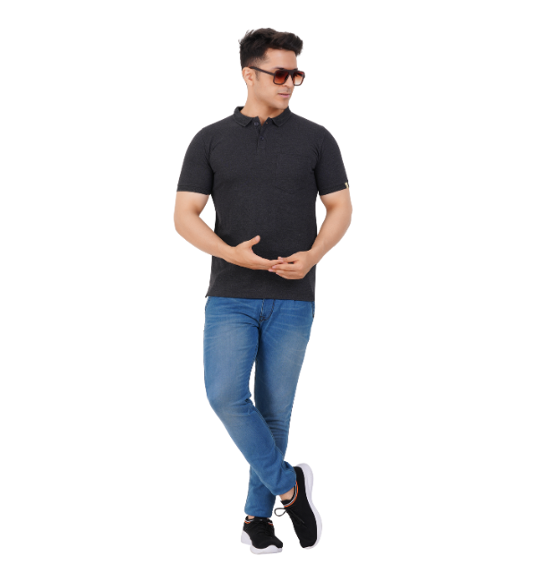 True Deer Classic Polo T-Shirt – Charcoal Black | GSN