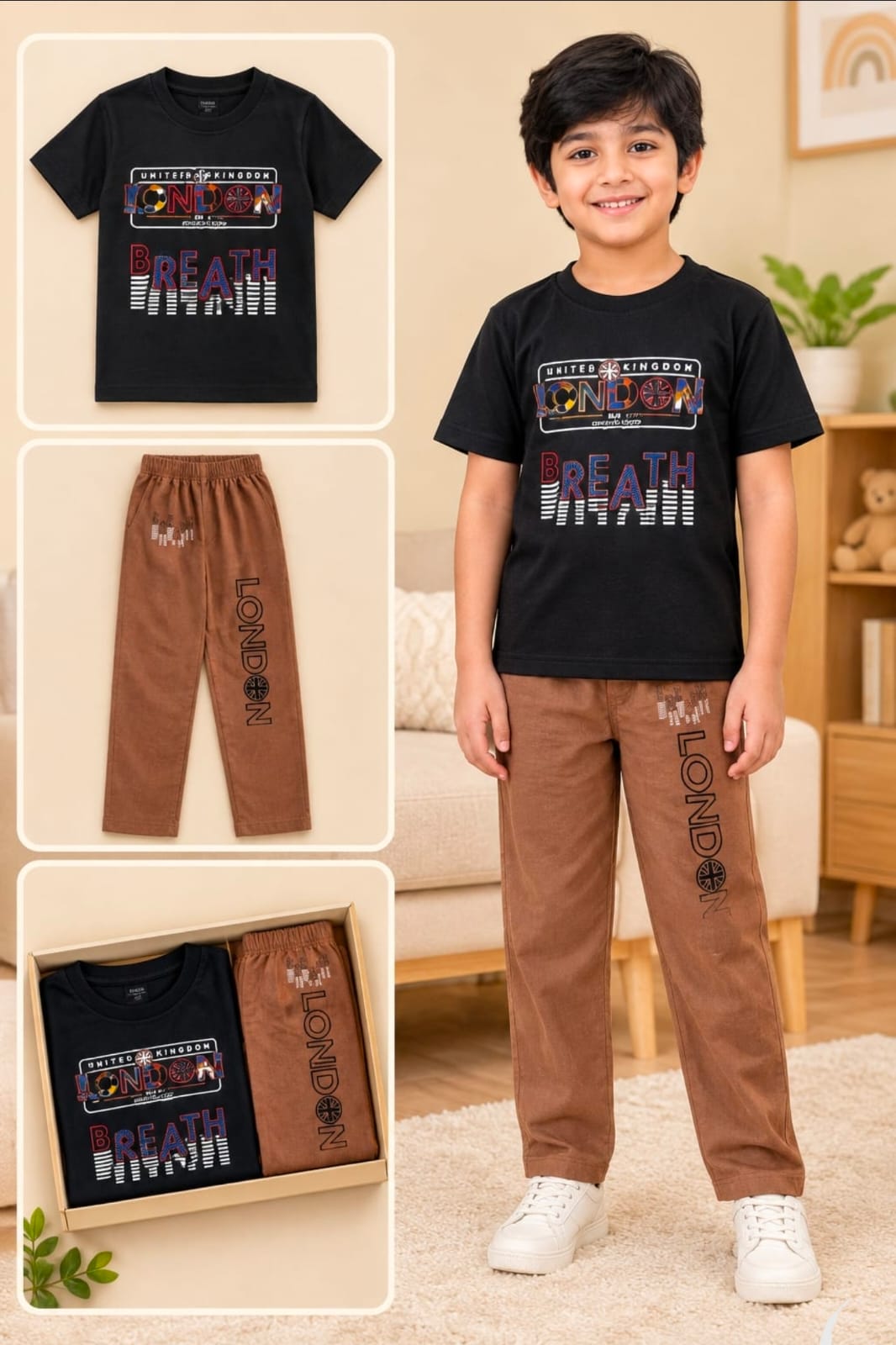 2yrs to 12yrs(7 size) Boys Kidswear T-Shirt & Track Pant Combo Set – Stylish Printed Casual Wear