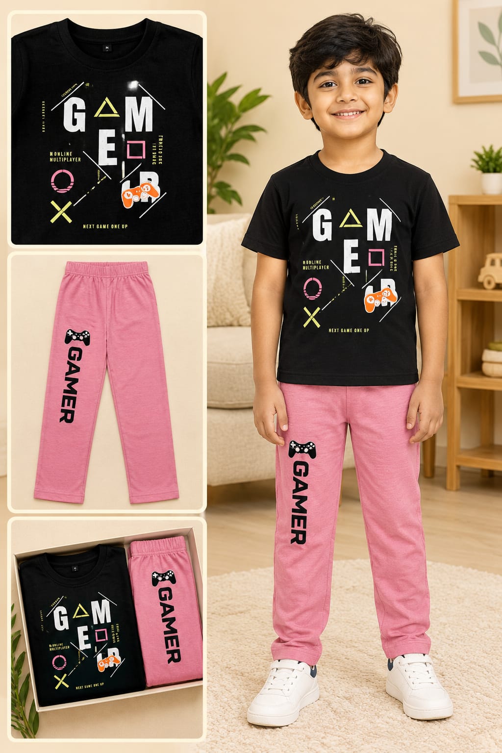 2yrs to 12yrs(7 size) Boys Kidswear T-Shirt & Track Pant Combo Set – Stylish Printed Casual Wear