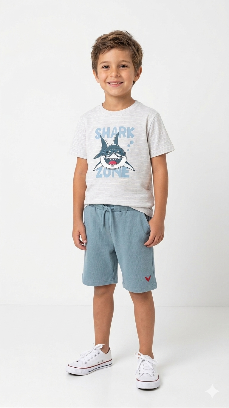 YUKTH KIDS Boys Printed T-shirt and Shorts set.