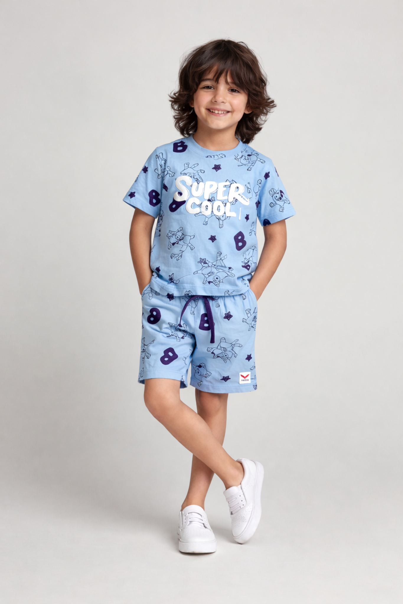YUKTH KIDS Boys Puff Printed T-shirt and Shorts set.