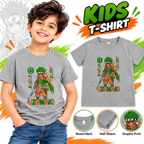 ( 2yrs to 4yrs ) Random Colour Kids Graphic Printed T-Shirt – Round Neck Half Sleeve