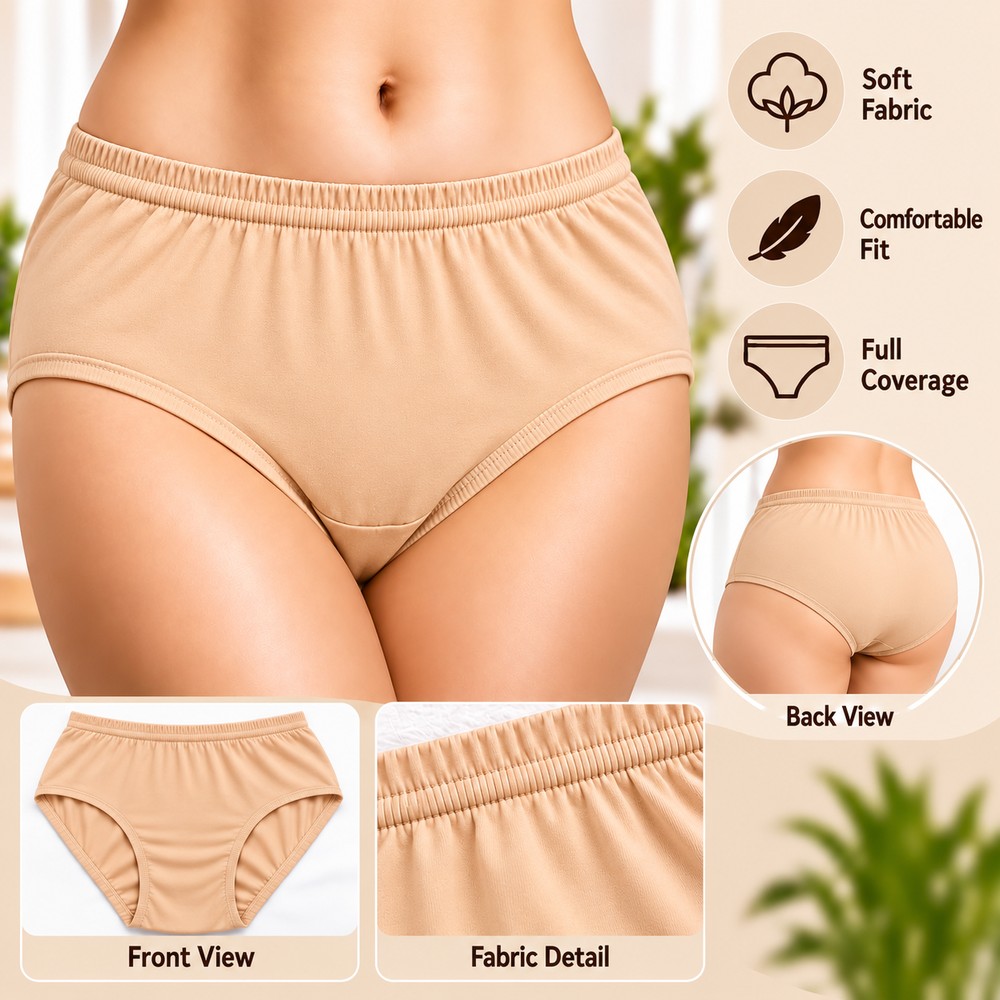 Women’s Nude Floral Print Panty – Soft Fabric, Comfortable Fit, Full Coverage( S Size )