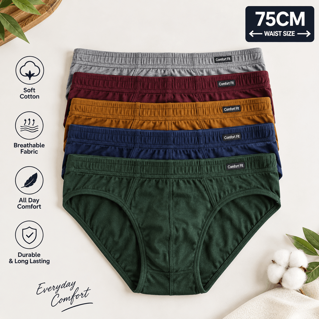 Plain Cotton Panties 75cm