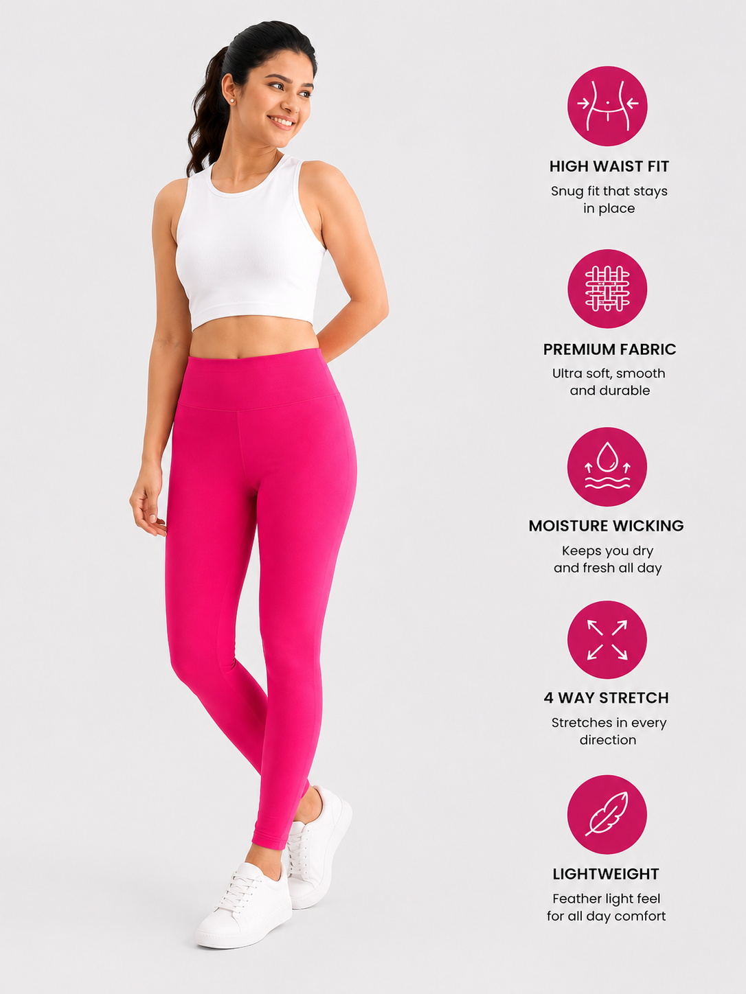 Cotton Lycra Leggings RANI PINK - ultra soft (Mixed Size)